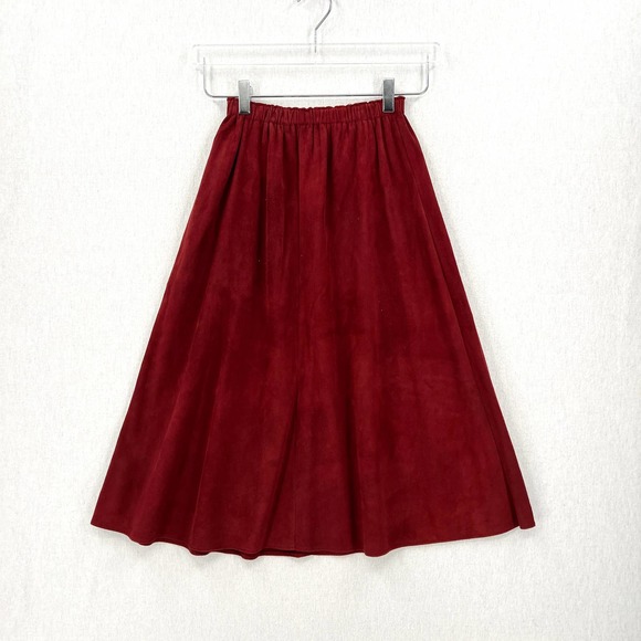 ALEXANDRA AND GAIL Vintage Suede Skirt Suit Set Small 2 Piece Set Burgundy Black - Picture 5 of 16